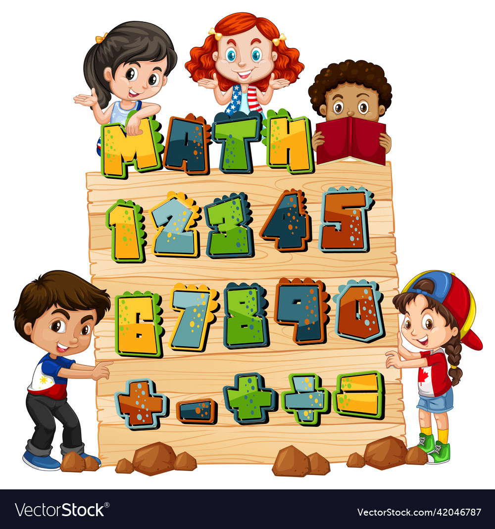 Counting number 0 to 9 and math symbols vector image Counting number 0 to 9 and math symbols