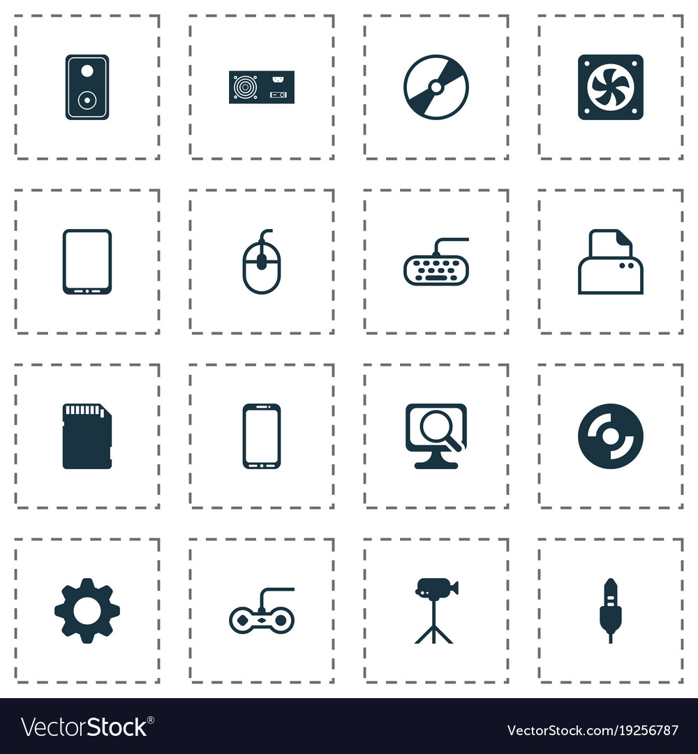 Hardware icons set with computer ventilation
