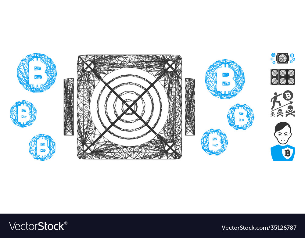 Linear bitcoin mining asic device mesh vector image Linear bitcoin mining asic device mesh