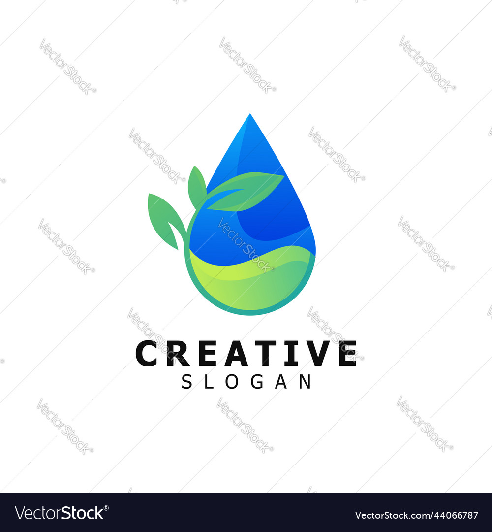 Nature leaf and drop water pure logo