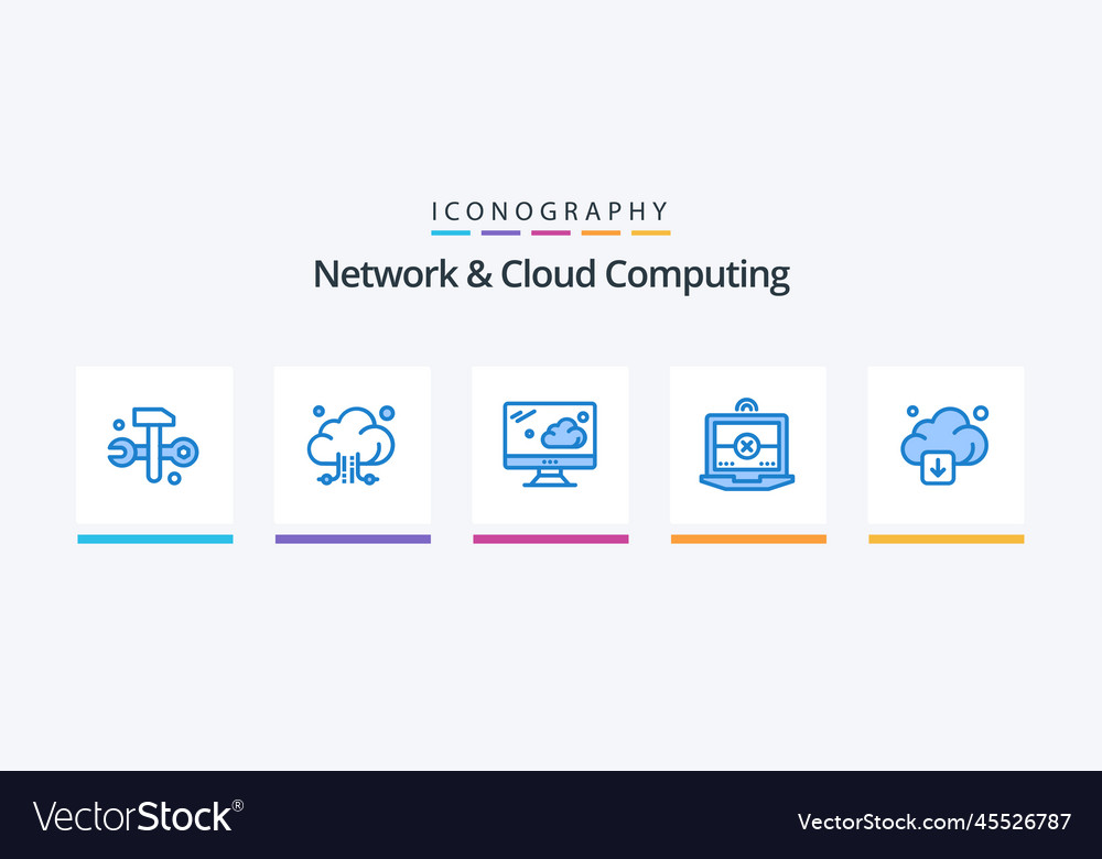 Netzwerk und Cloud Computing blau 5 Icon Pack