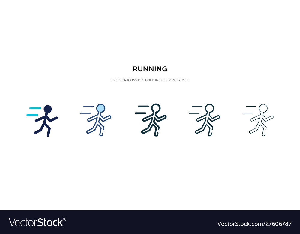 Running icon in different style two colored vector image Running icon in different style two colored