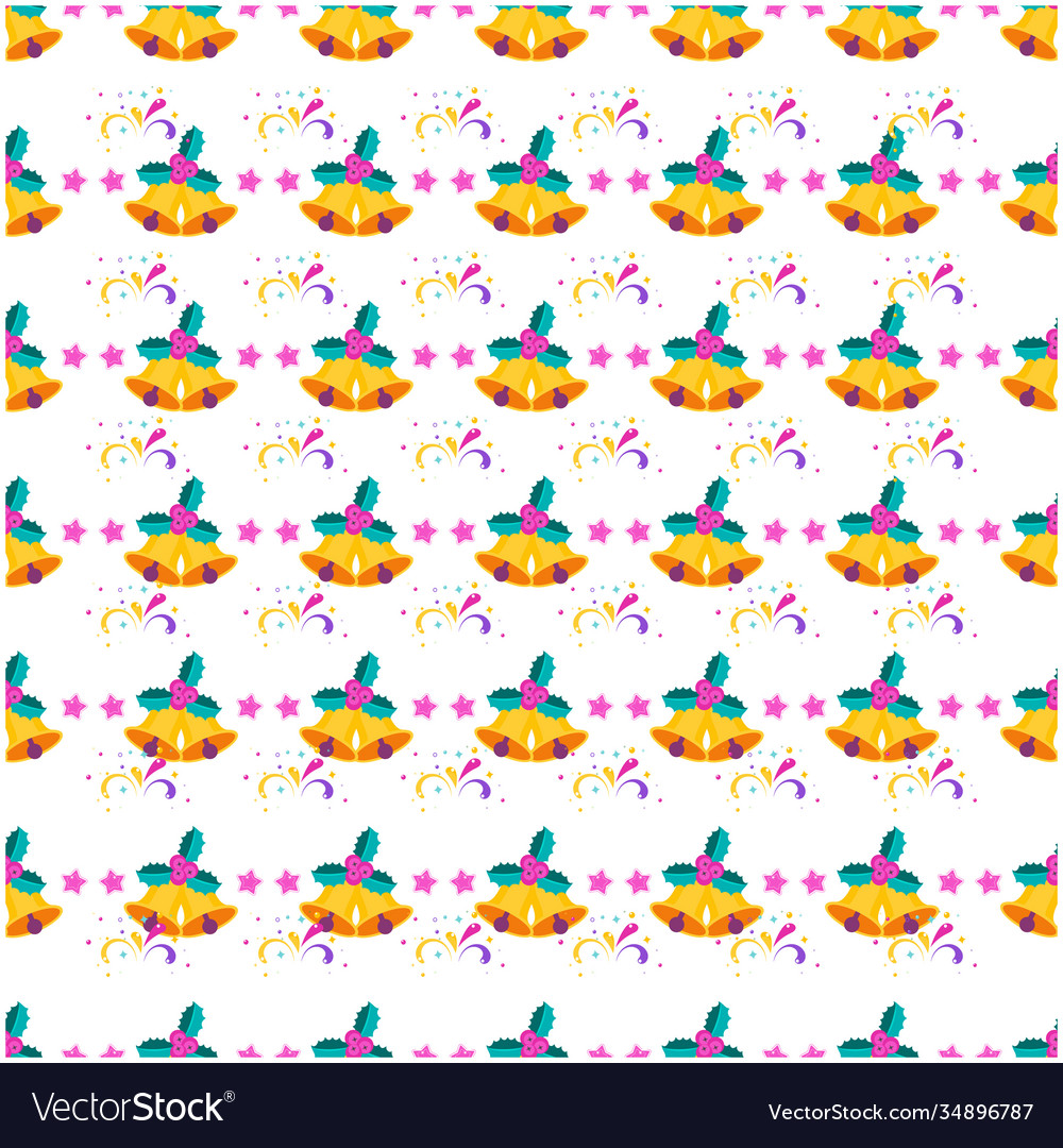 Seamless pattern with bell and friework vector image Seamless pattern with bell and friework