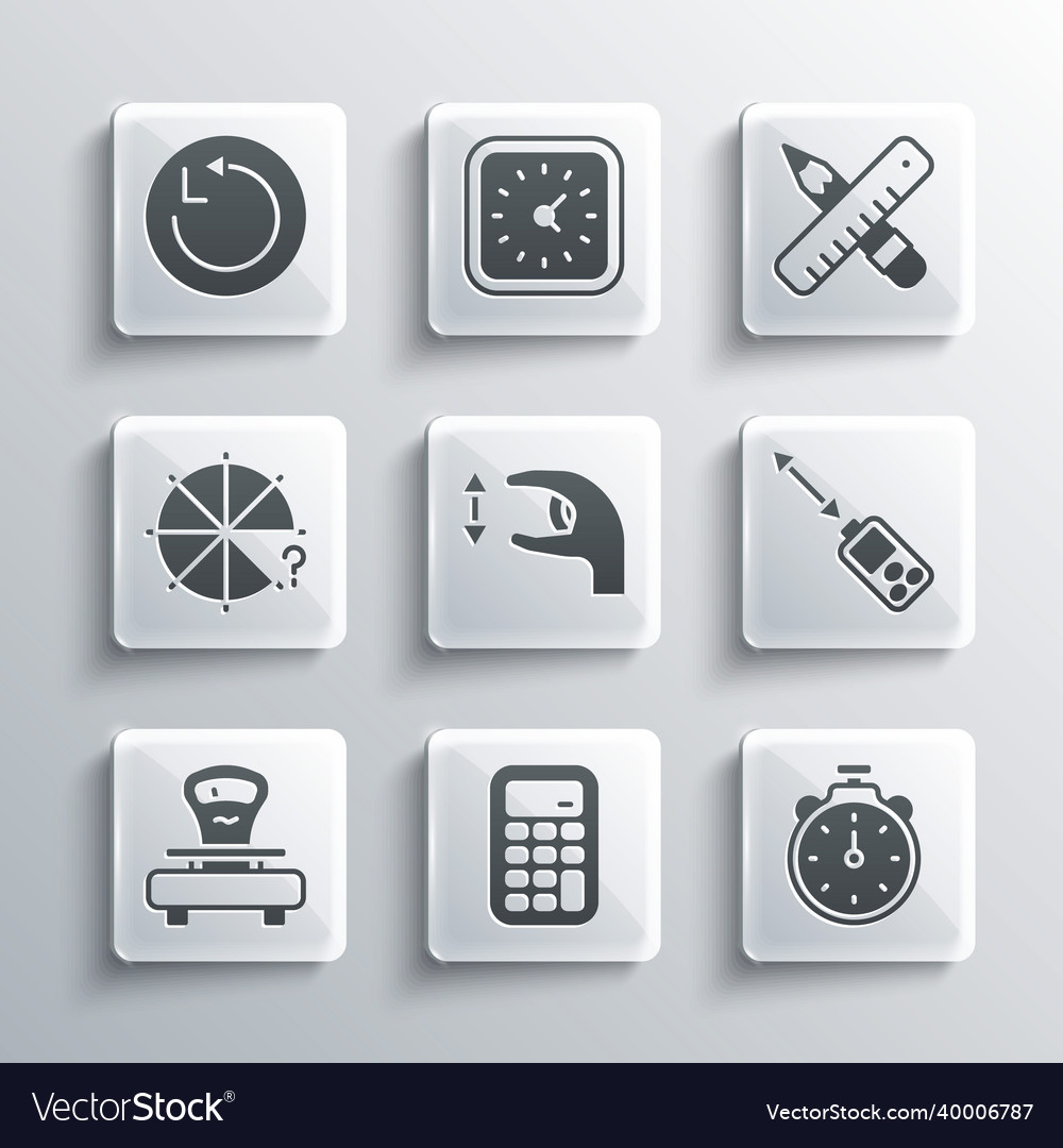 Set calculator stopwatch laser distance measurer Vector Image