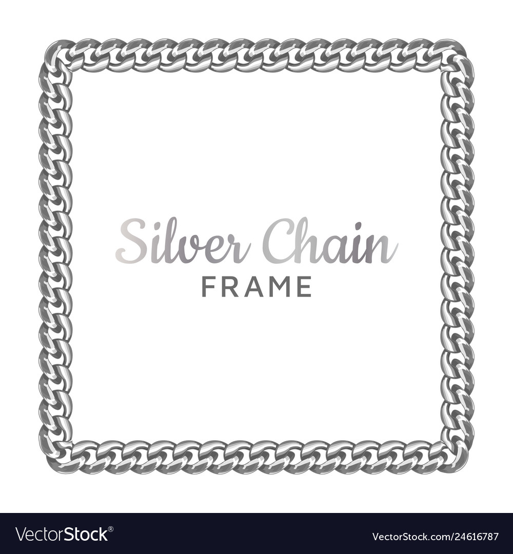 Silver chain square border frame vector image Silver chain square border frame