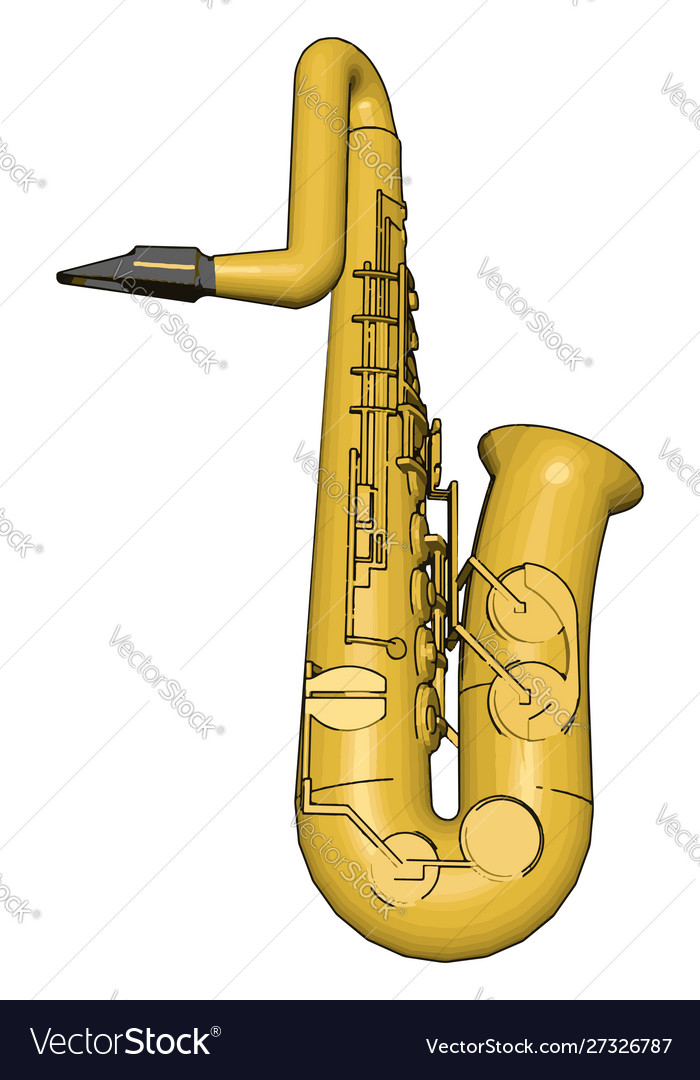 Yellow saxophone on white background