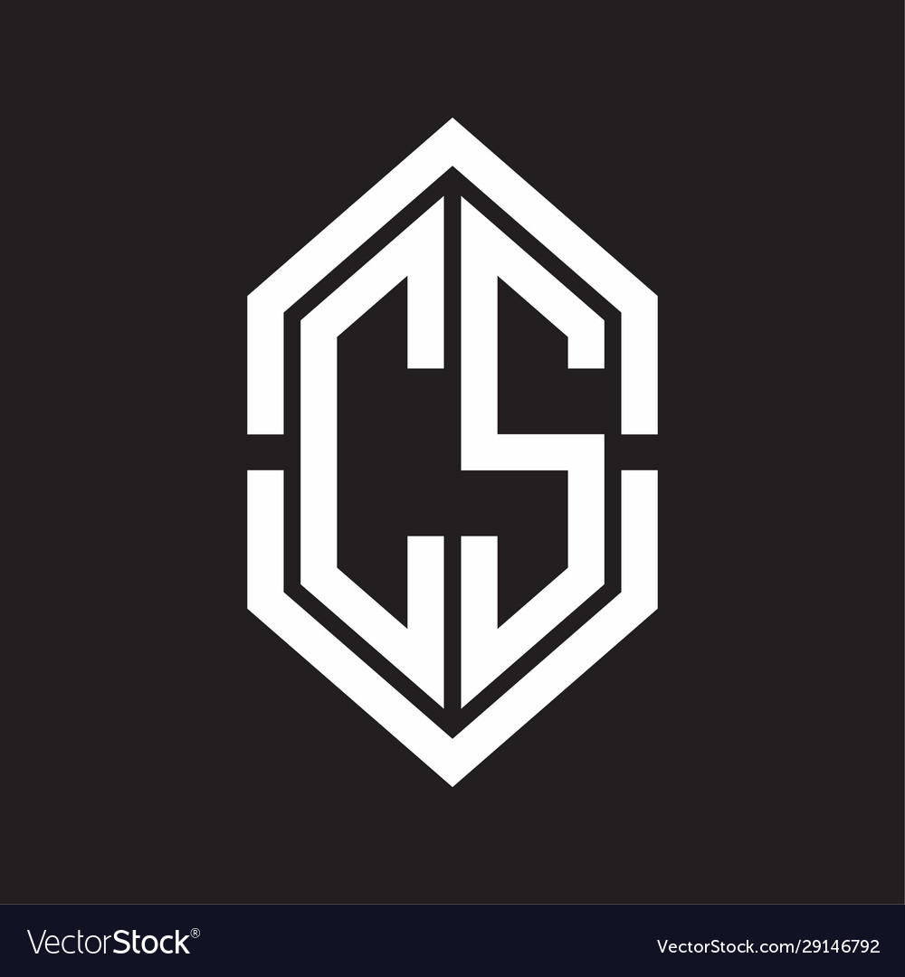 Cs logo monogram with hexagon shape and outline