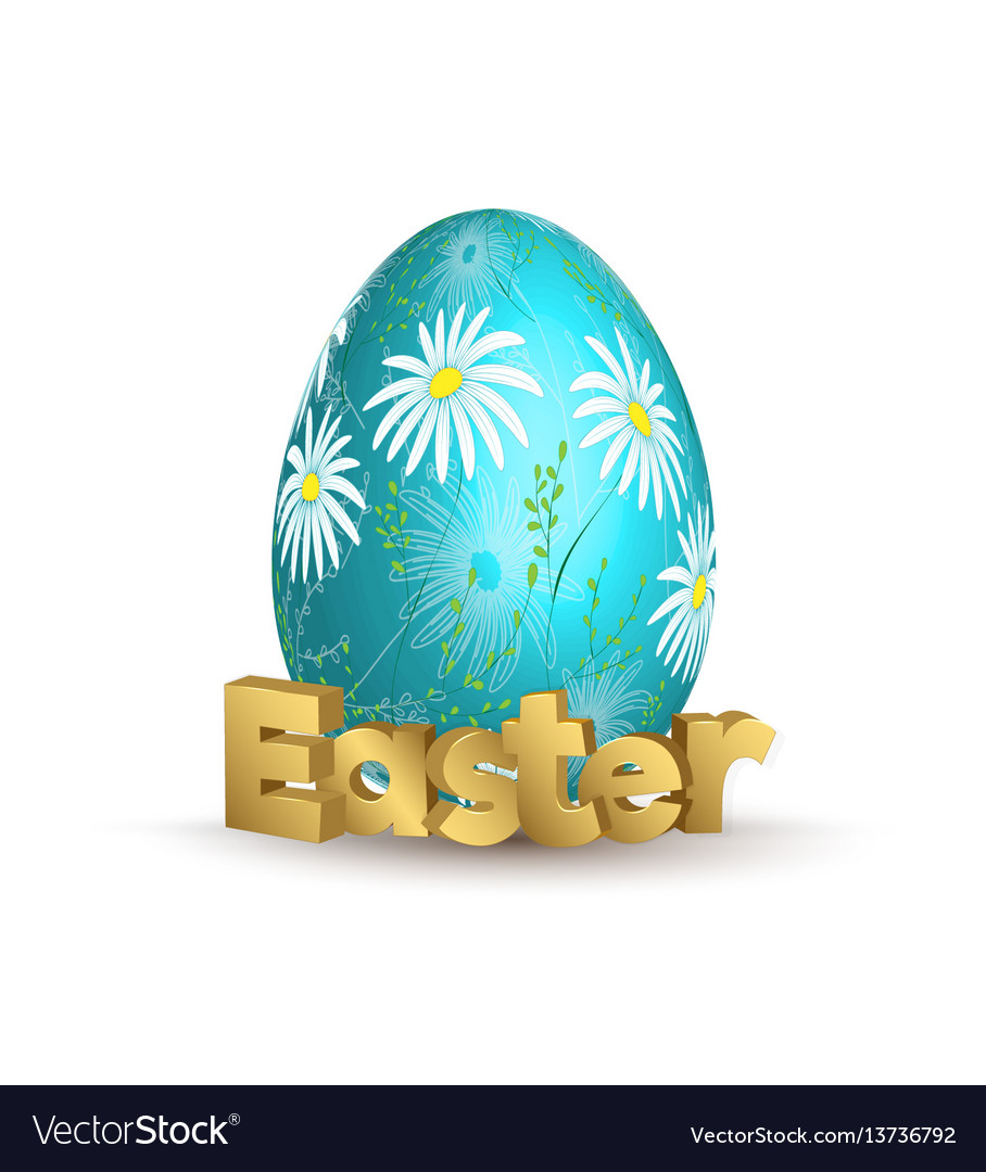 Easter egg icon with hand draw daizy vector image Easter egg icon with hand draw daizy