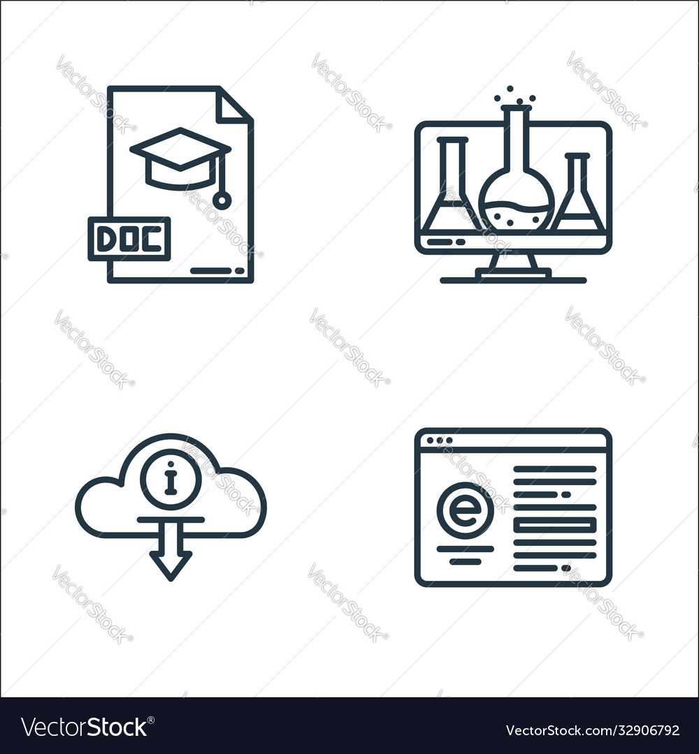 Elearning line icons linear set quality vector image Elearning line icons linear set quality