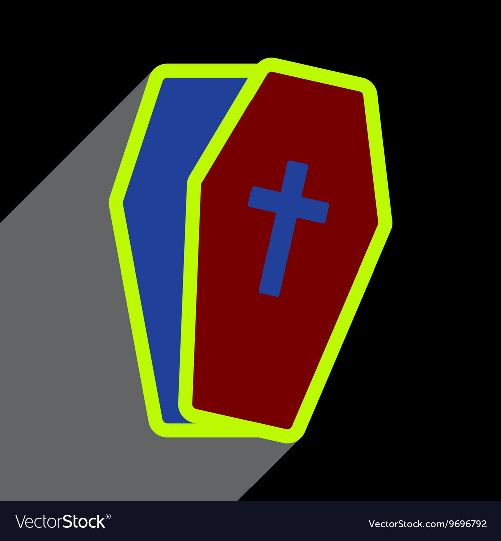 Flat with shadow icon open coffin on a colored
