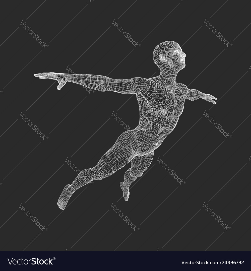 Hovering in air man floating 3d model vector image Hovering in air man floating 3d model