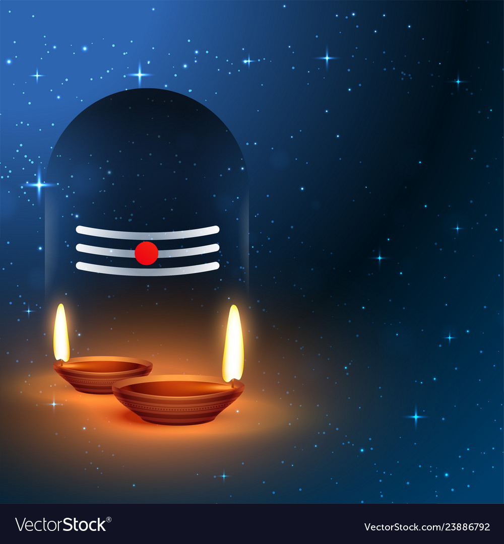 Lord shiva shivling idol with worship diya Vector Image