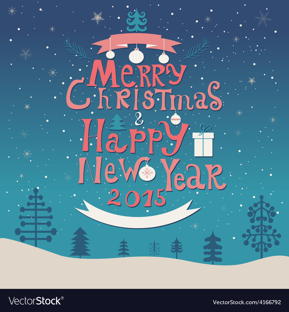 Merry christmas and happy new year lettering