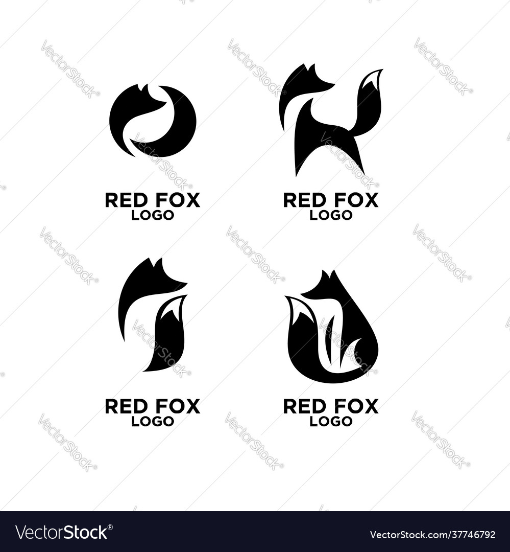 Premium-Set Kollektion schwarz Fuchs Icon Logo Design