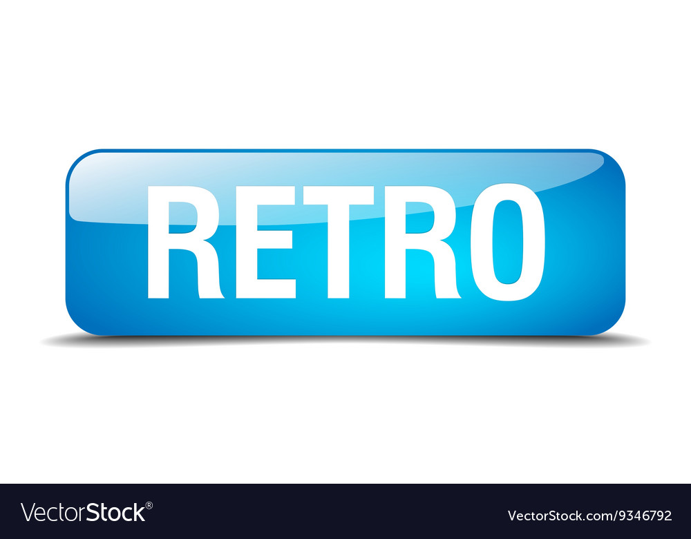 Retro blue square 3d realistic isolated web button
