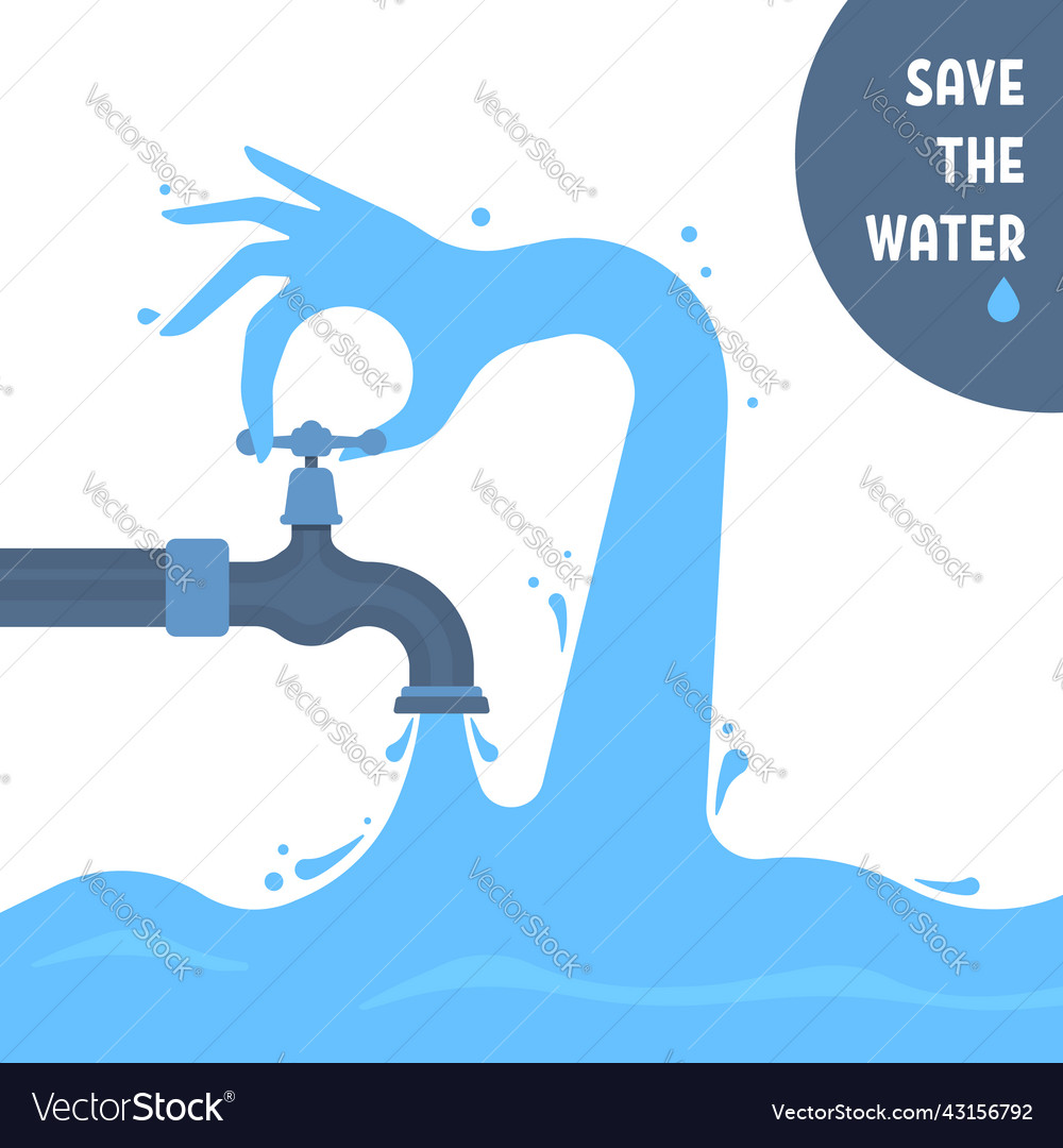 Save the water with cartoon liquid blue hand Vector Image Save the water with cartoon liquid blue hand Vector Image