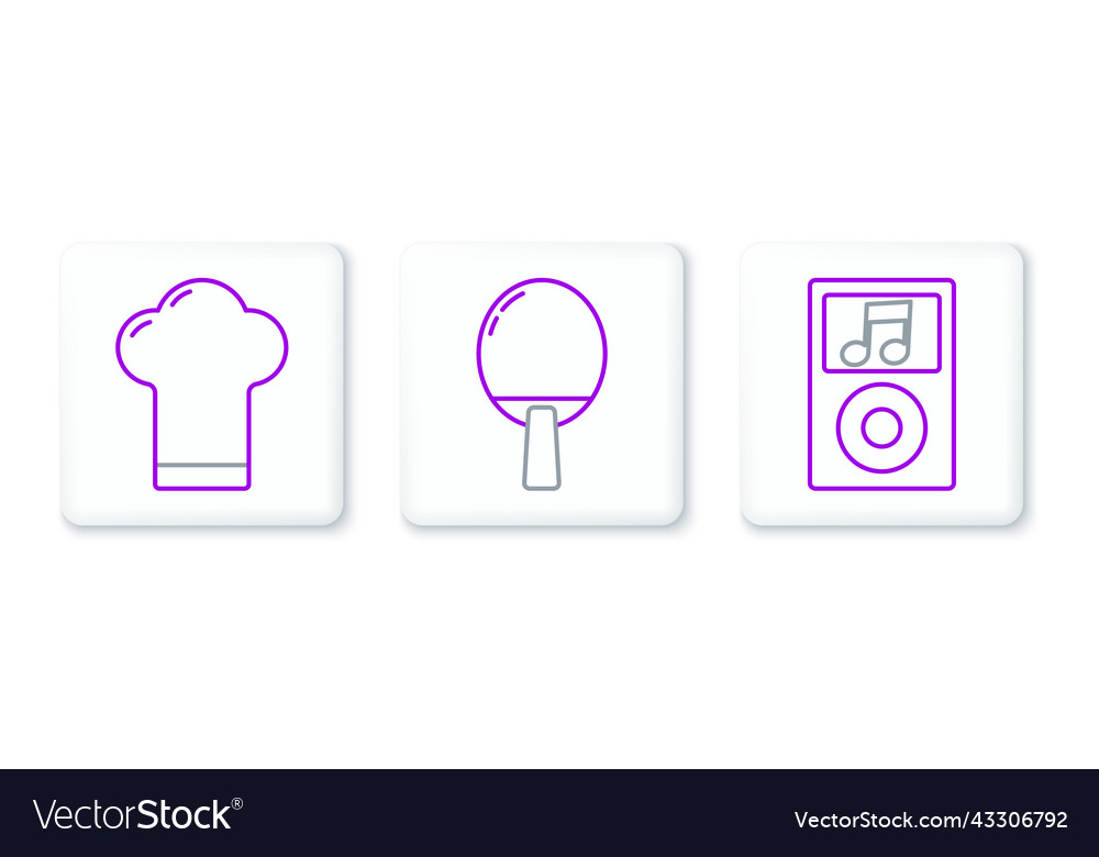 Set line music player chef hat and racket Vector Image Set line music player chef hat and racket