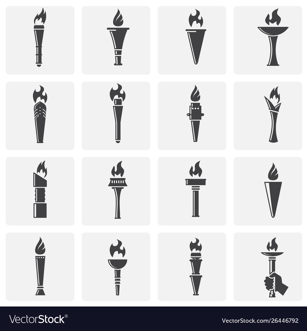 Torch icons set on background for graphic and web vector image Torch icons set on background for graphic and web