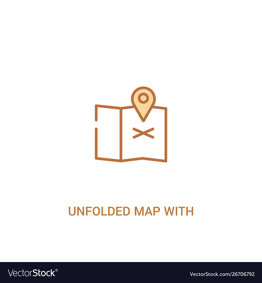 Unfolded map with location mark concept 2 colored vector image Unfolded map with location mark concept 2 colored