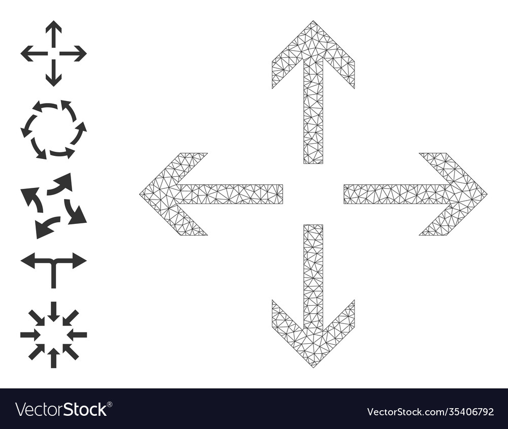 Web mesh expand arrows icon with simple pictograms vector image Web mesh expand arrows icon with simple pictograms