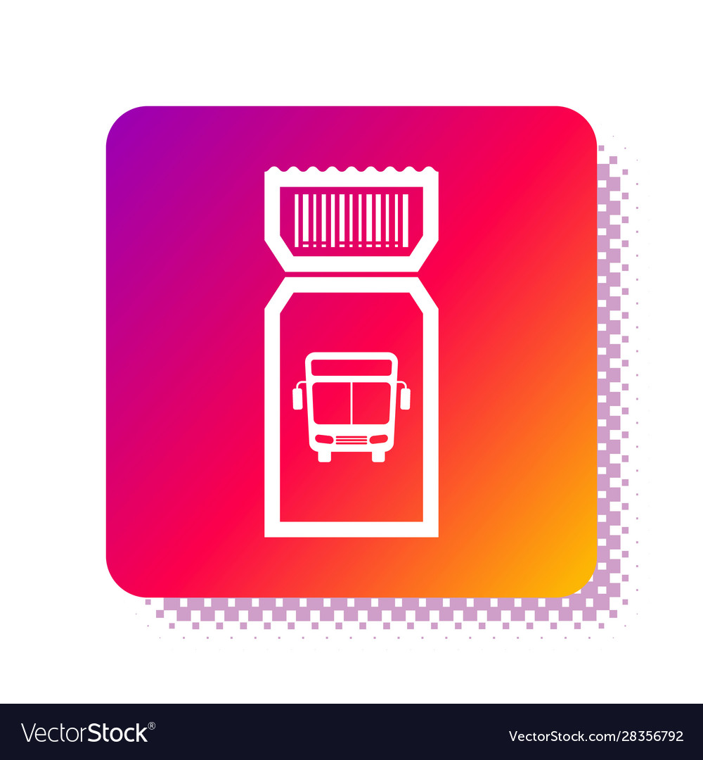 White bus ticket icon isolated on background