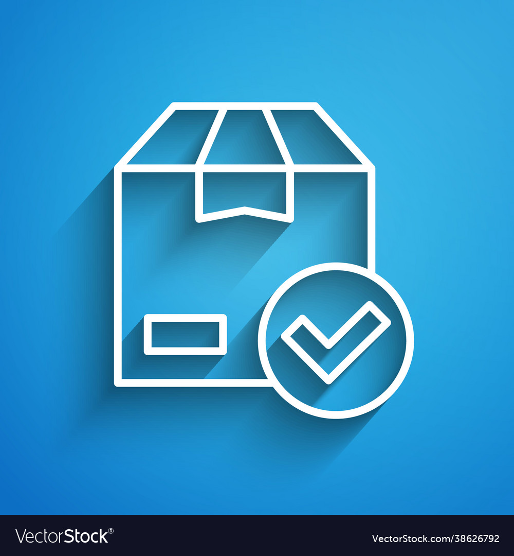 White line package box with check mark icon Vector Image White line package box with check mark icon