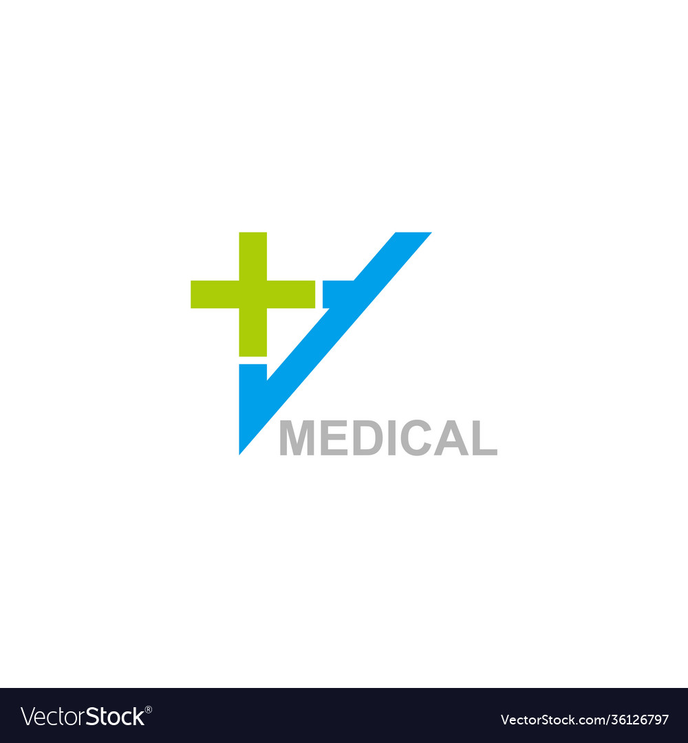 Abstract letter v plus medical logo Royalty Free Vector
