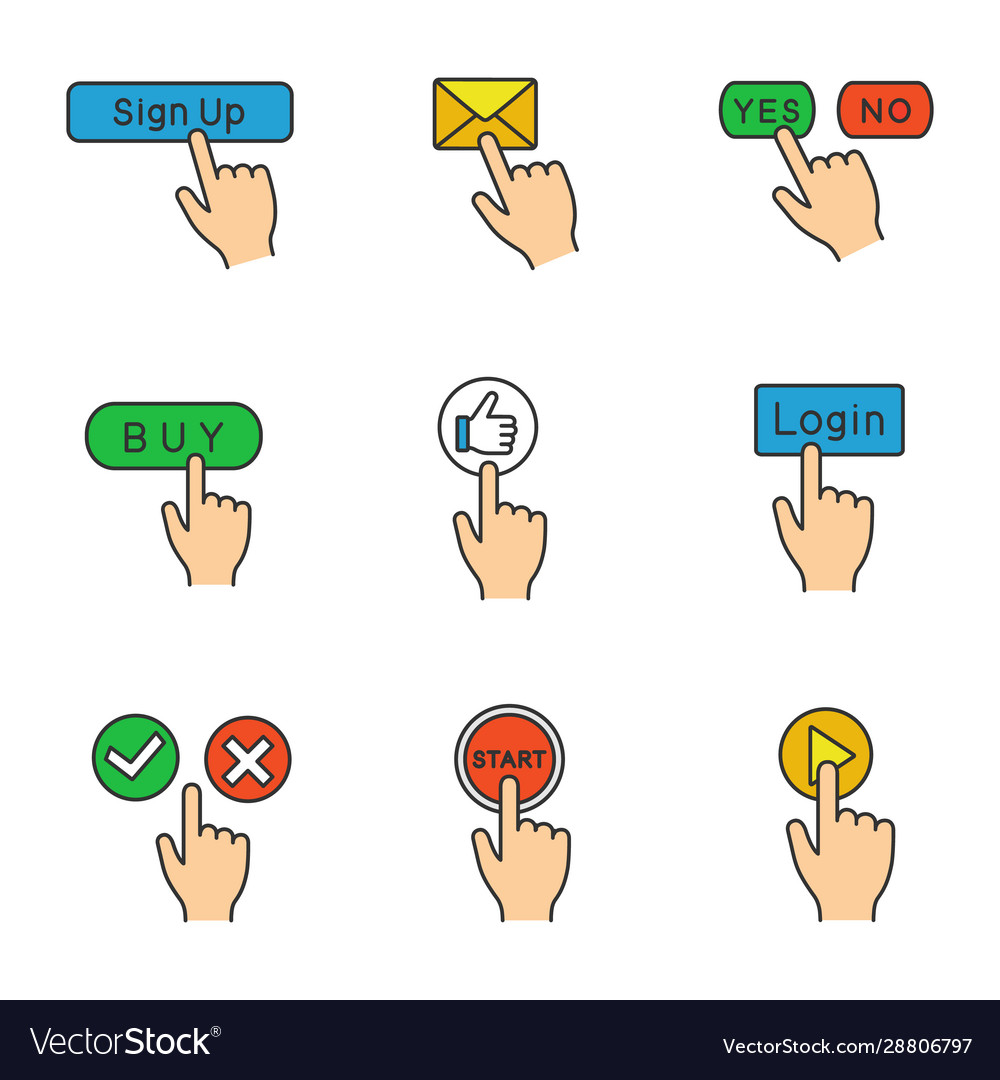 App buttons color icons set