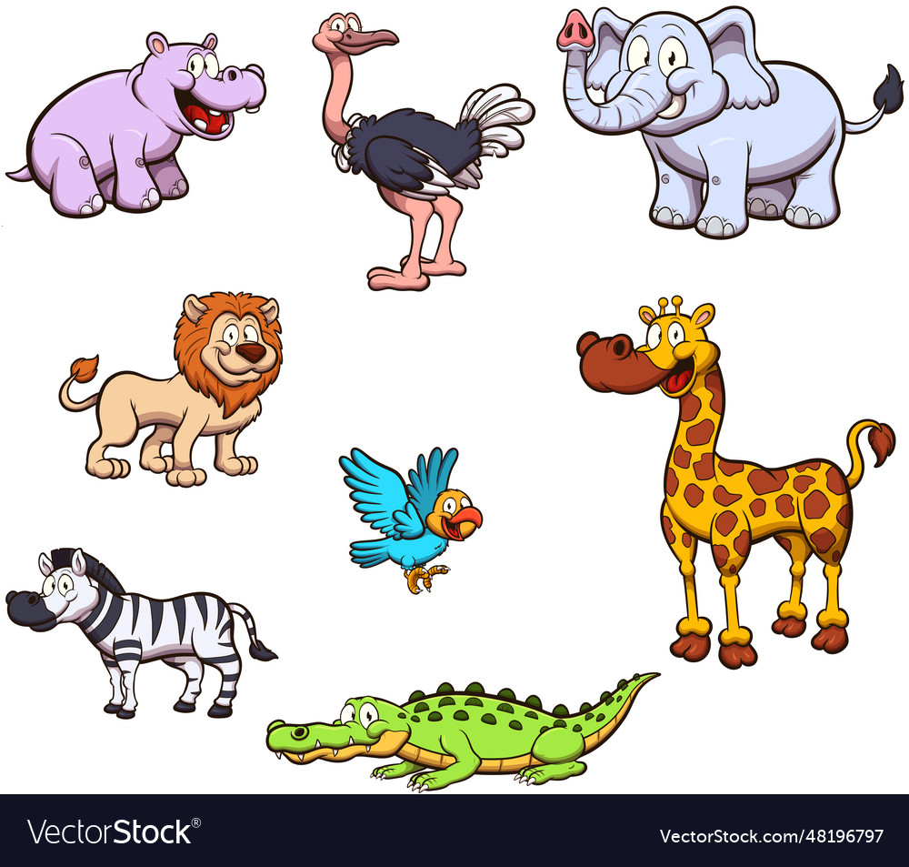 Cartoon safari animals Royalty Free Vector Image