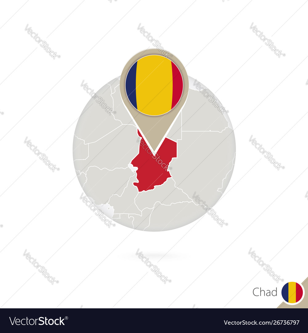 Chad map and flag in circle