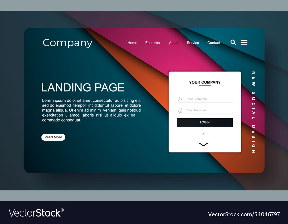 Geometric landing page with abstract background