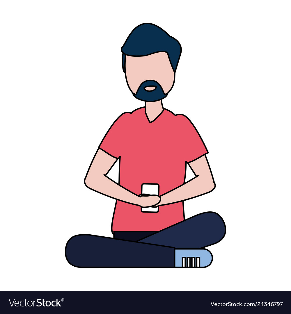 Man with smartphone avatar character