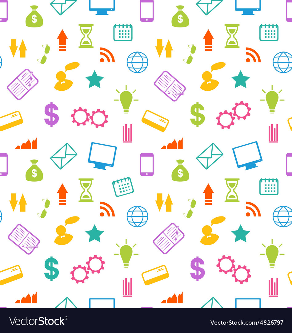 Seamless pattern with business and financial icons