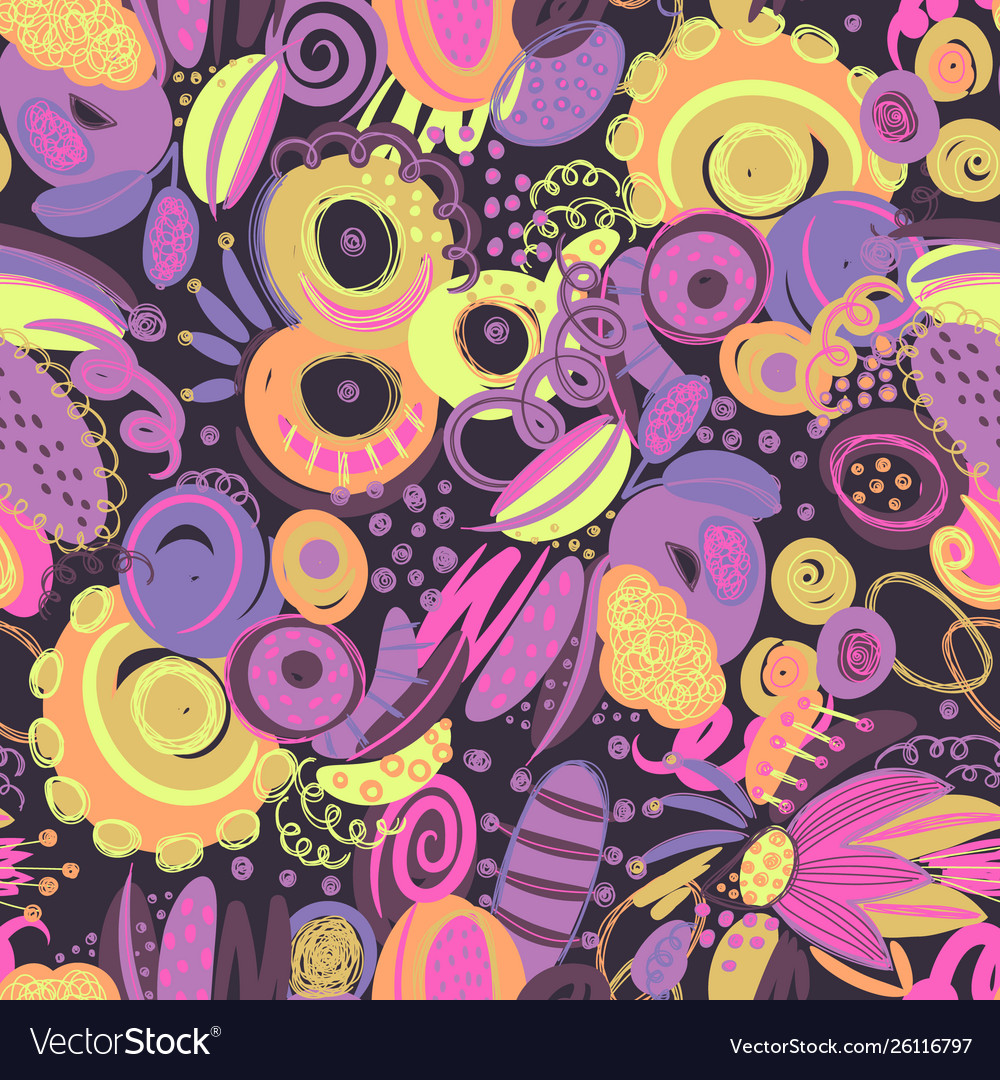Seamless pattern with hand drawn abstract
