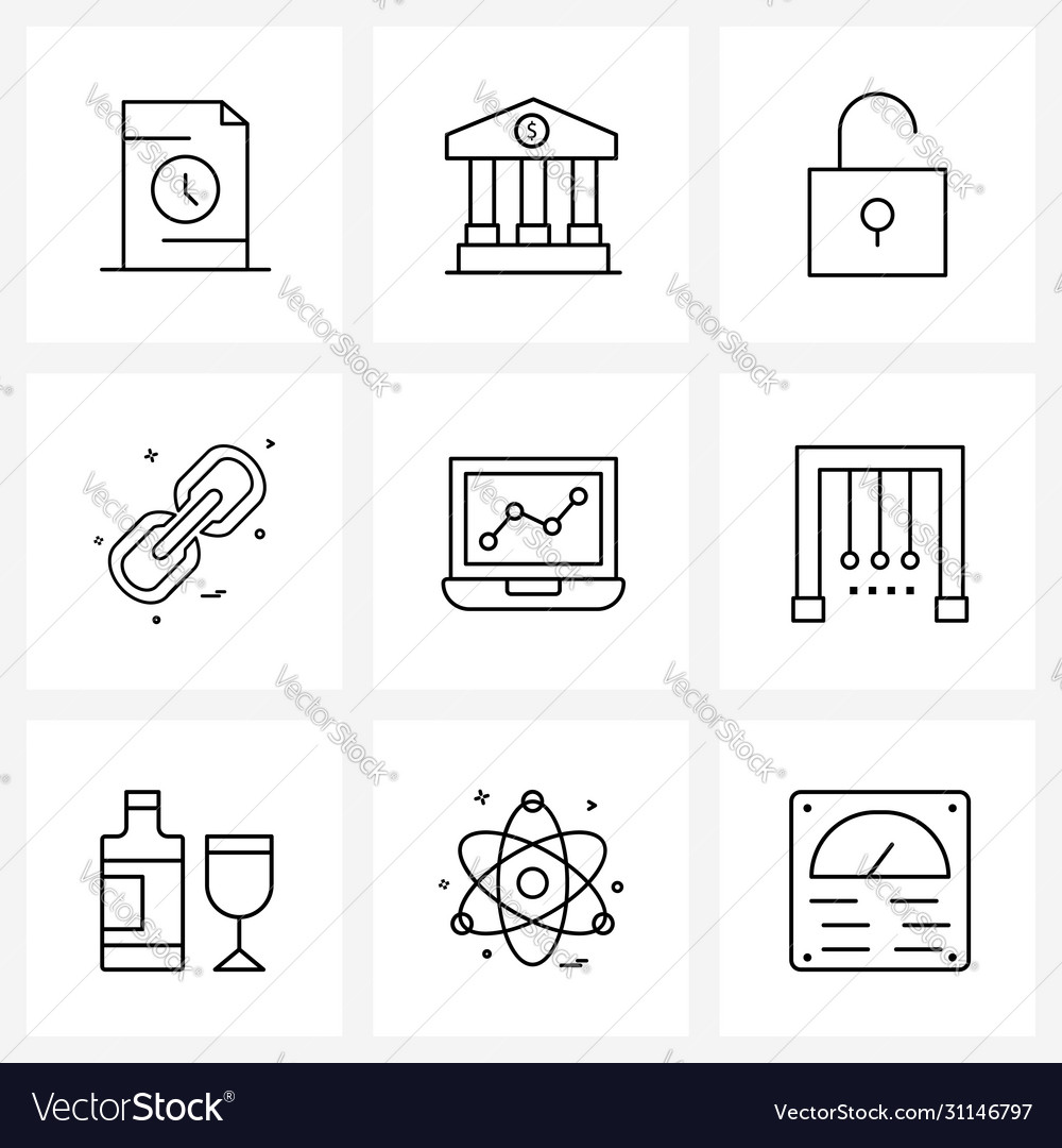 Set 9 simple line icons analytics web
