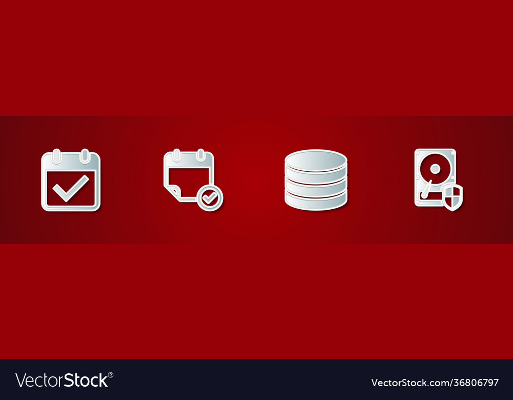Set calendar with check mark database and hard vector image Set calendar with check mark database and hard