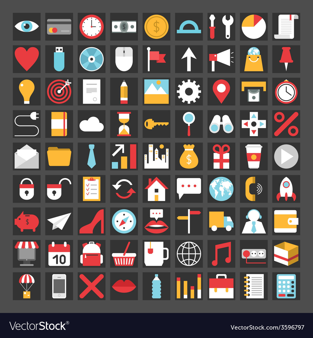 Set of flat icons for mobile app and web
