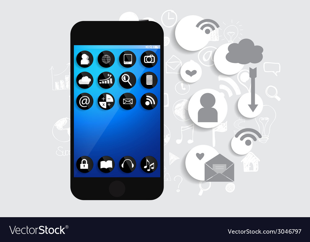 Touchscreen device with cloud of application