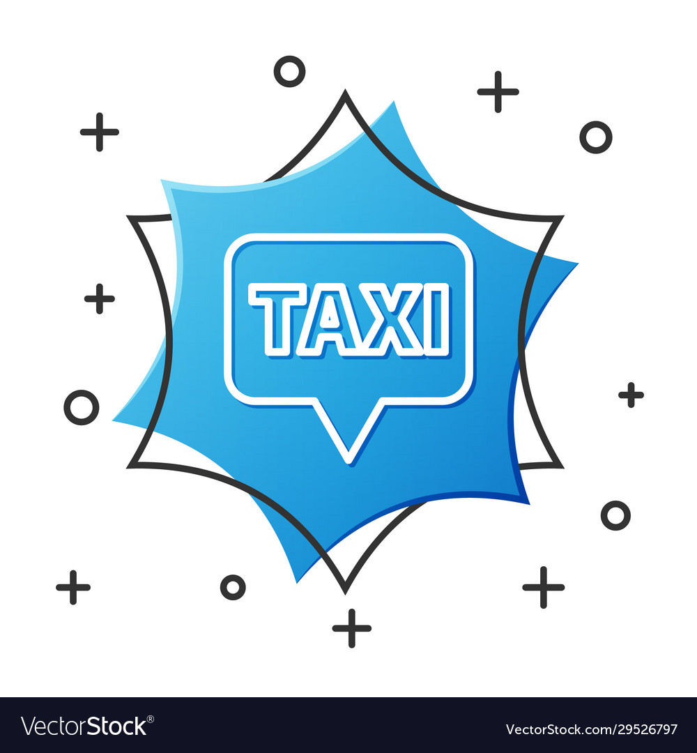 Weiße Linie Kartenzeiger mit Taxi Ikone isoliert