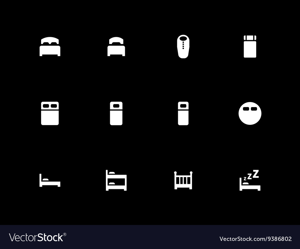 Bed icons on black background