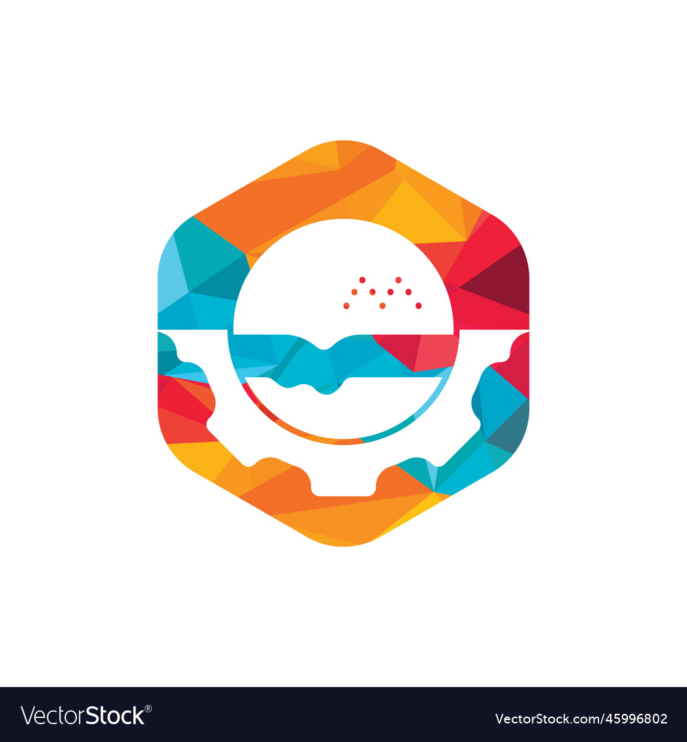 Burger and gear icon logo design template