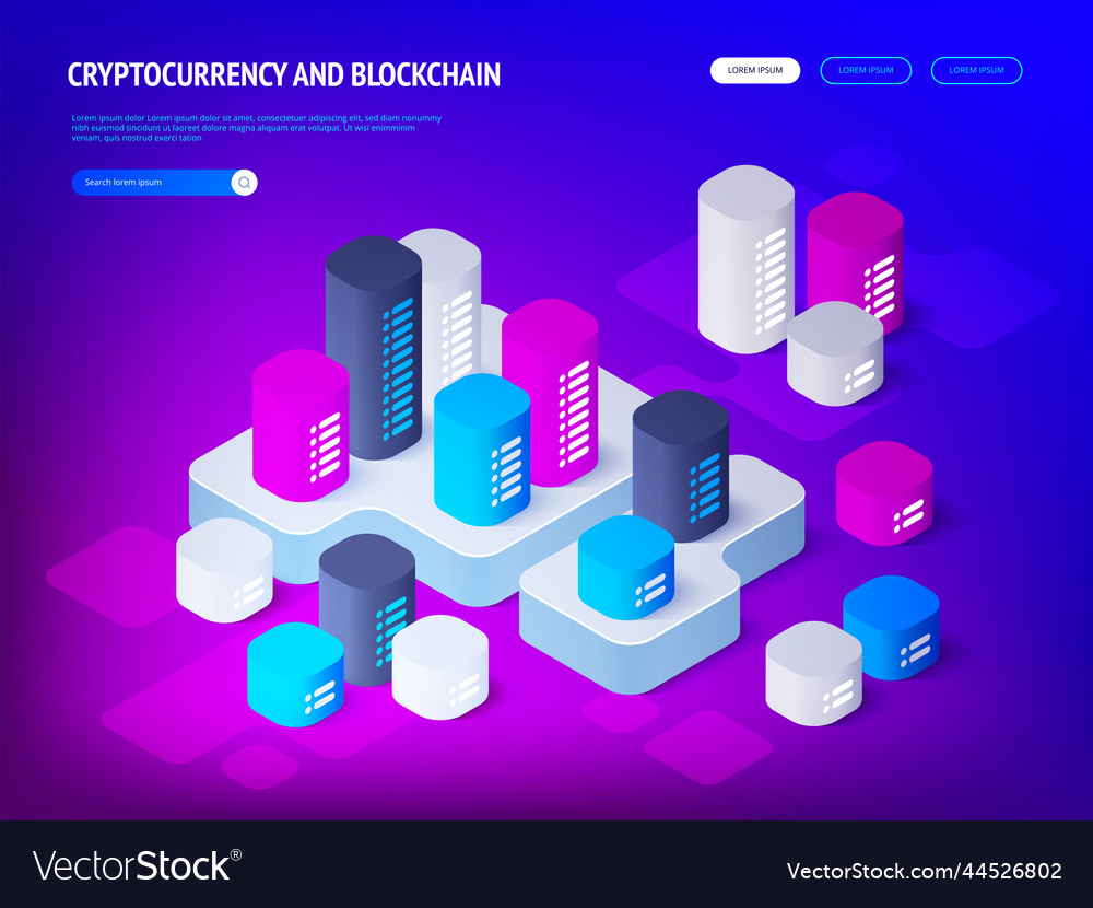 Cryptocurrency blockchain concept isometric