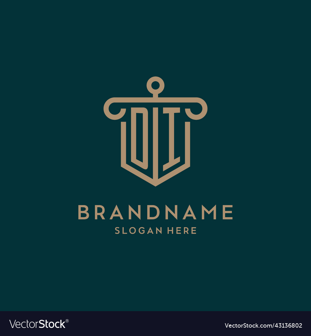 Di monogram initial logo design with shield