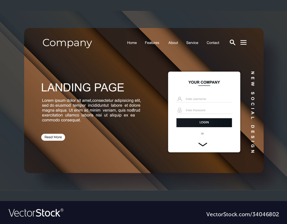 Geometric landing page with abstract background