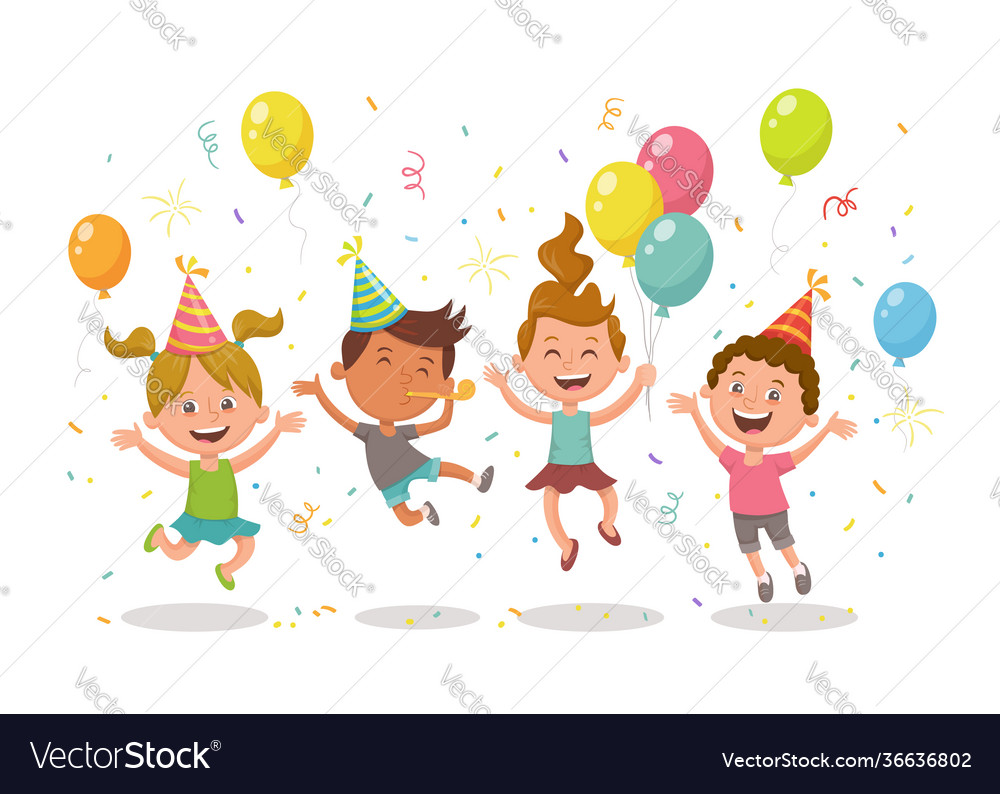 Group kids celebrating a party Royalty Free Vector Image