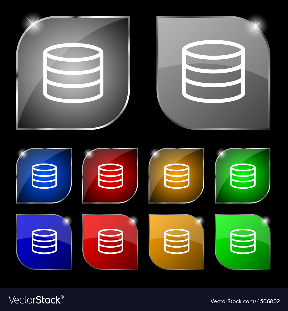 Hard disk and database icon sign set of ten