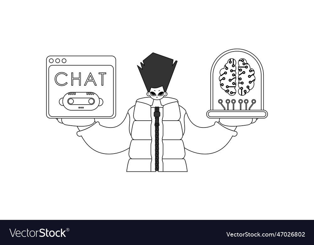Hes gripping a linear ai model vector image Hes gripping a linear ai model