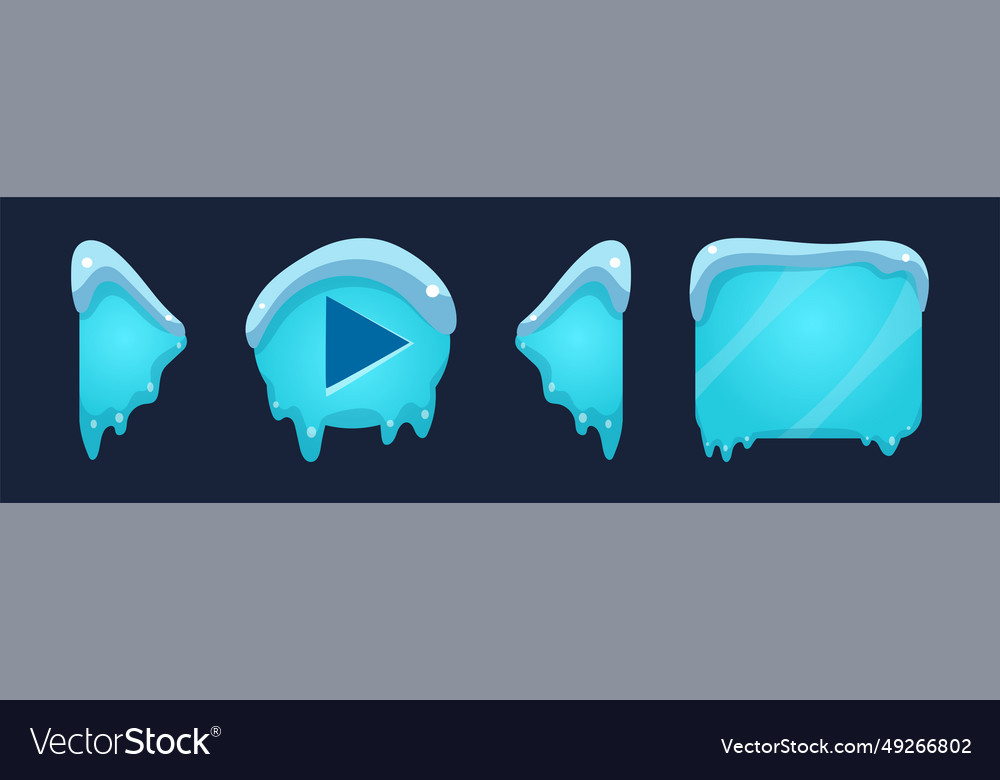 Ice and snow button as winter game user interface vector image Ice and snow button as winter game user interface