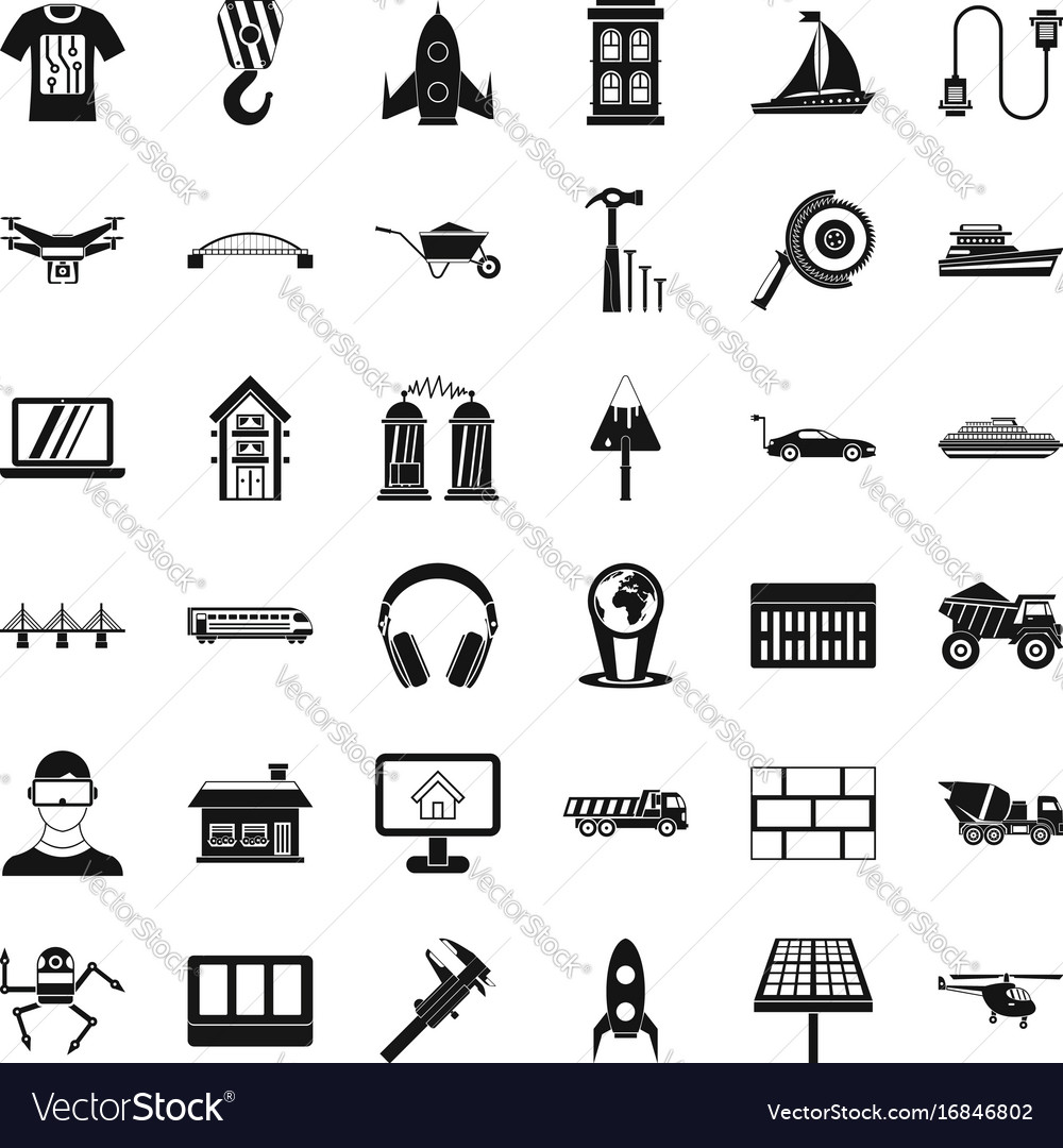 Industrial engineering icons set simple style Vector Image