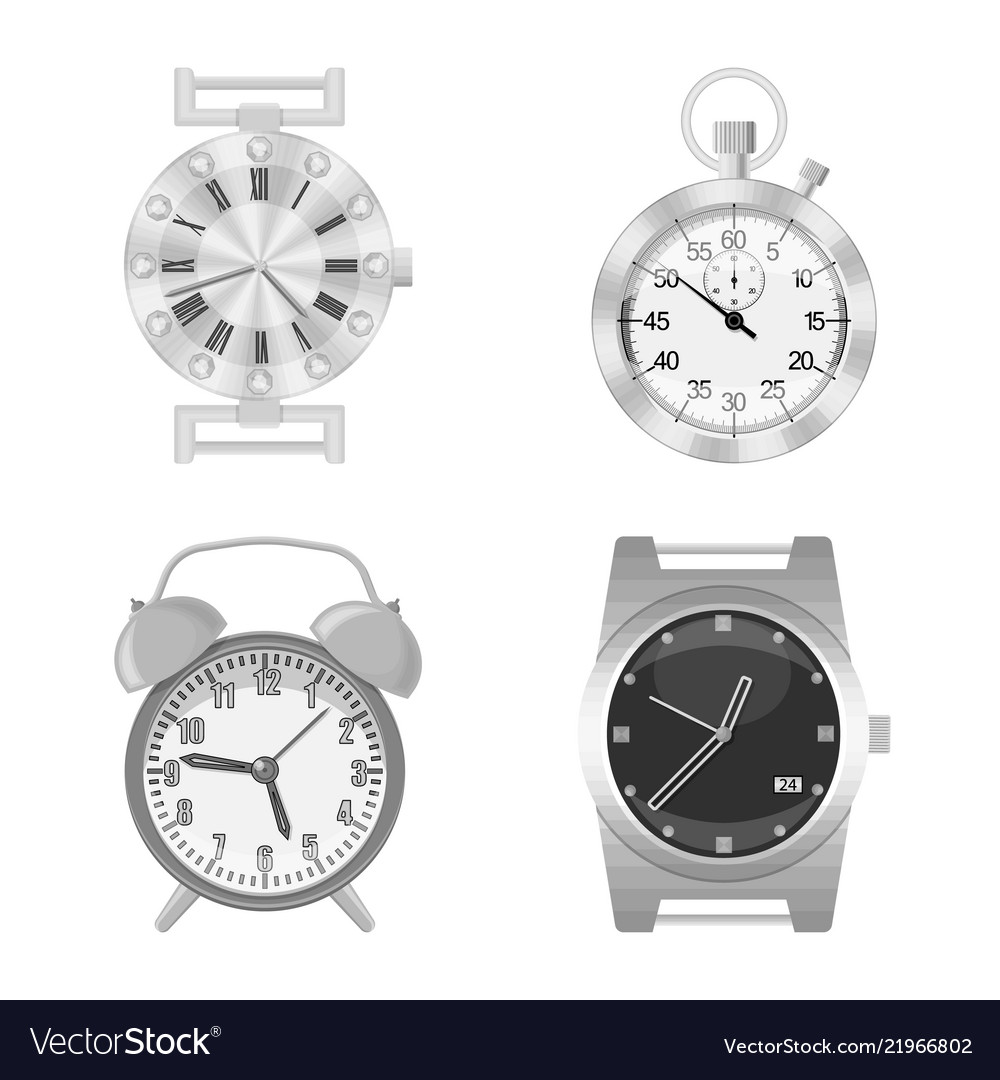Isolated object of clock and time icon collection vector image Isolated object of clock and time icon collection